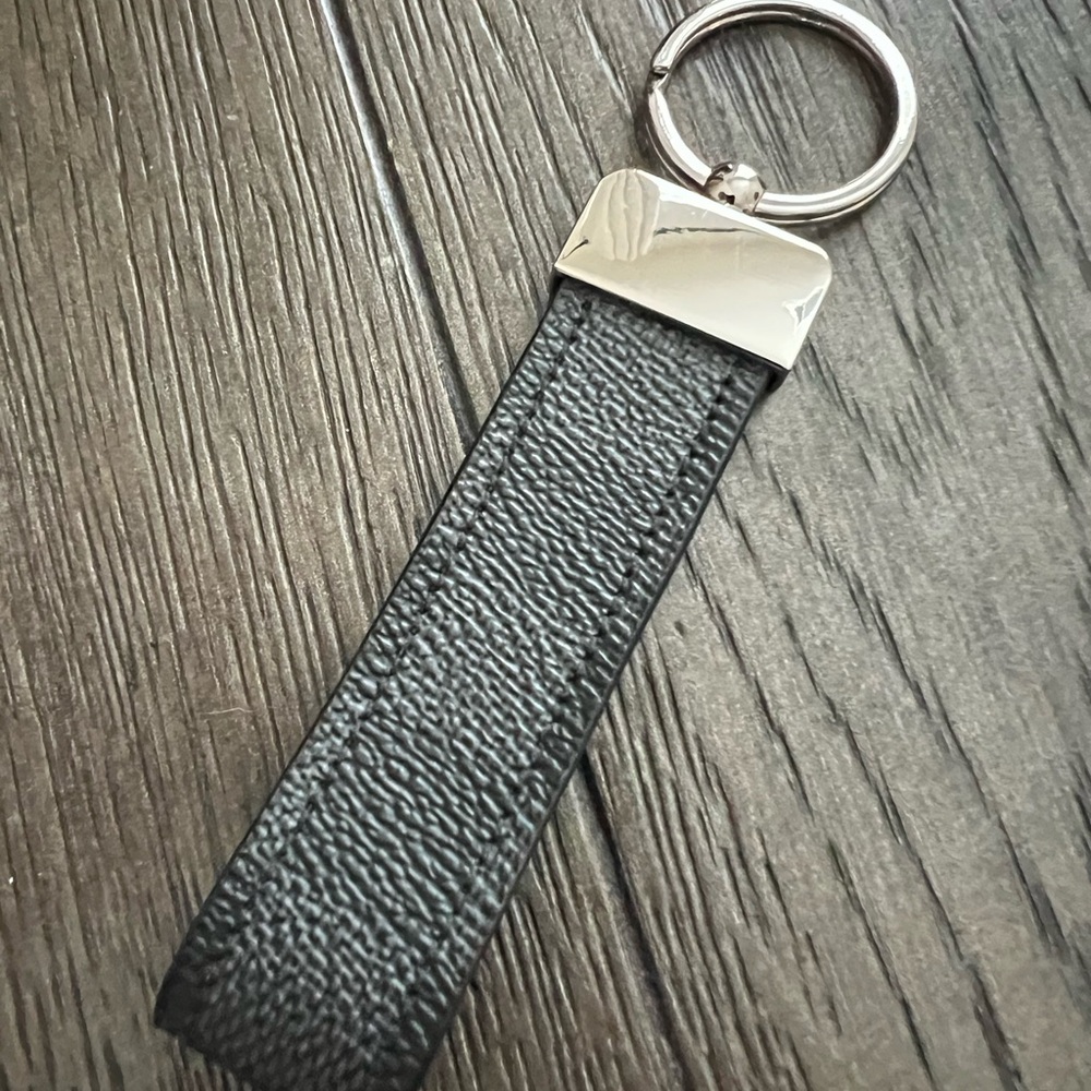 Black & Grey Leather Keychain